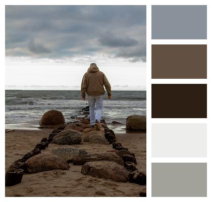 Beach Baltic Sea Man Image